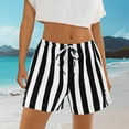 thumbnail image 2 of Inleife Women's Beach Lounge Shorts Casual Striped High Waisted Sleep Pajama Shorts Black L, 2 of 6
