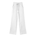 thumbnail image 6 of XuJwPNcy Women Baggy Sweatpants Fall Wide Leg Drawstring Workout Pants Classic Regular Fit Trousers with Pockets(White,X-Large), 6 of 6