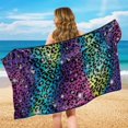thumbnail image 6 of XYZCANDO Rainbow Glitter Leopard Print Car Seat Towel Cover Breathable for Swimming Gym Beach, Washable Easy Care Towel Seats Cover Dirt Repellent, 6 of 11