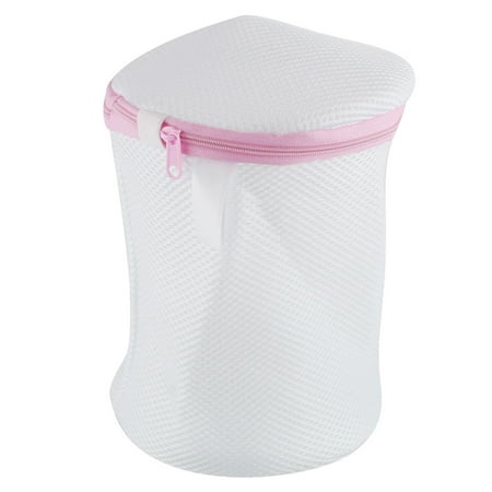 Mesh Zipper Clousure Laundry Underwear Bra Washing Bag Pouch White Pink ...