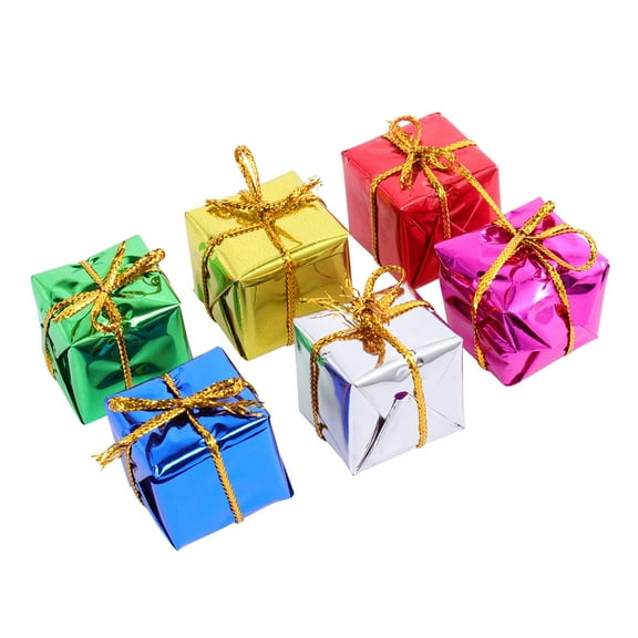 WEUVEB 60pcs Mini Wrapped Present Boxes Hanging Decor for Indoor or Outdoor Decoration Assorted Color