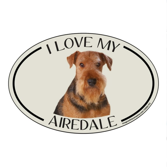 I Love my Airedale Breed Oval Magnet