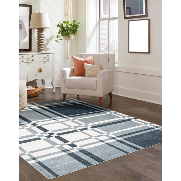 Tapis Lavable ECARPET à Carreaux pour Chambre, Salon, Chambre d'Enfant, Couloir