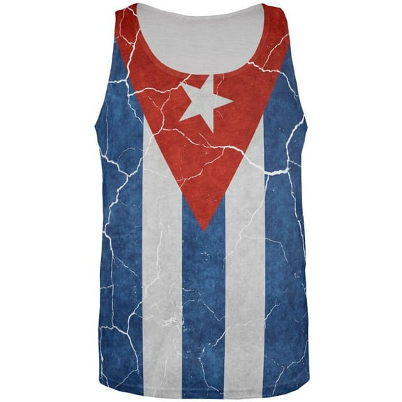 Distressed Cuban Flag All Over Mens Tank Top Multi MD