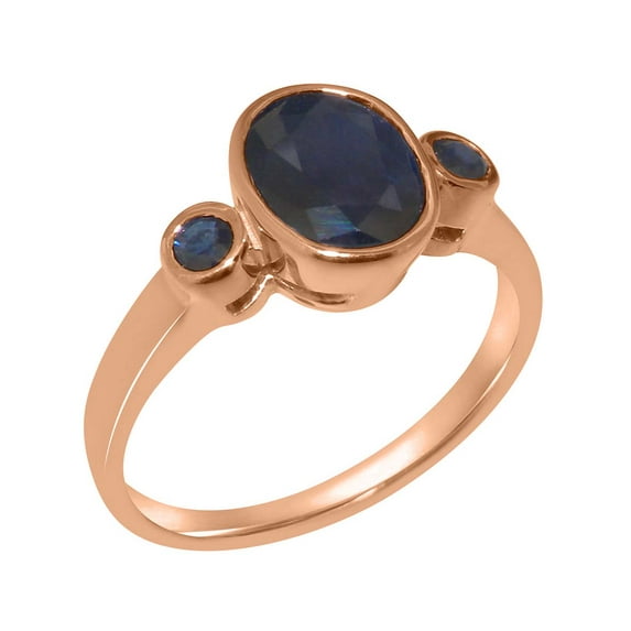 LBG British Made 18k Rose Gold Natural Sapphire Womens Anniversary Ring - 33 size options - Size 11.5