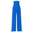thumbnail image 6 of Lmnyox Wide Leg Trousers for Women Ruched High Waist Casual Palazzo Pants Solid Fashion Lounge Pants with Pocket, 6 of 9