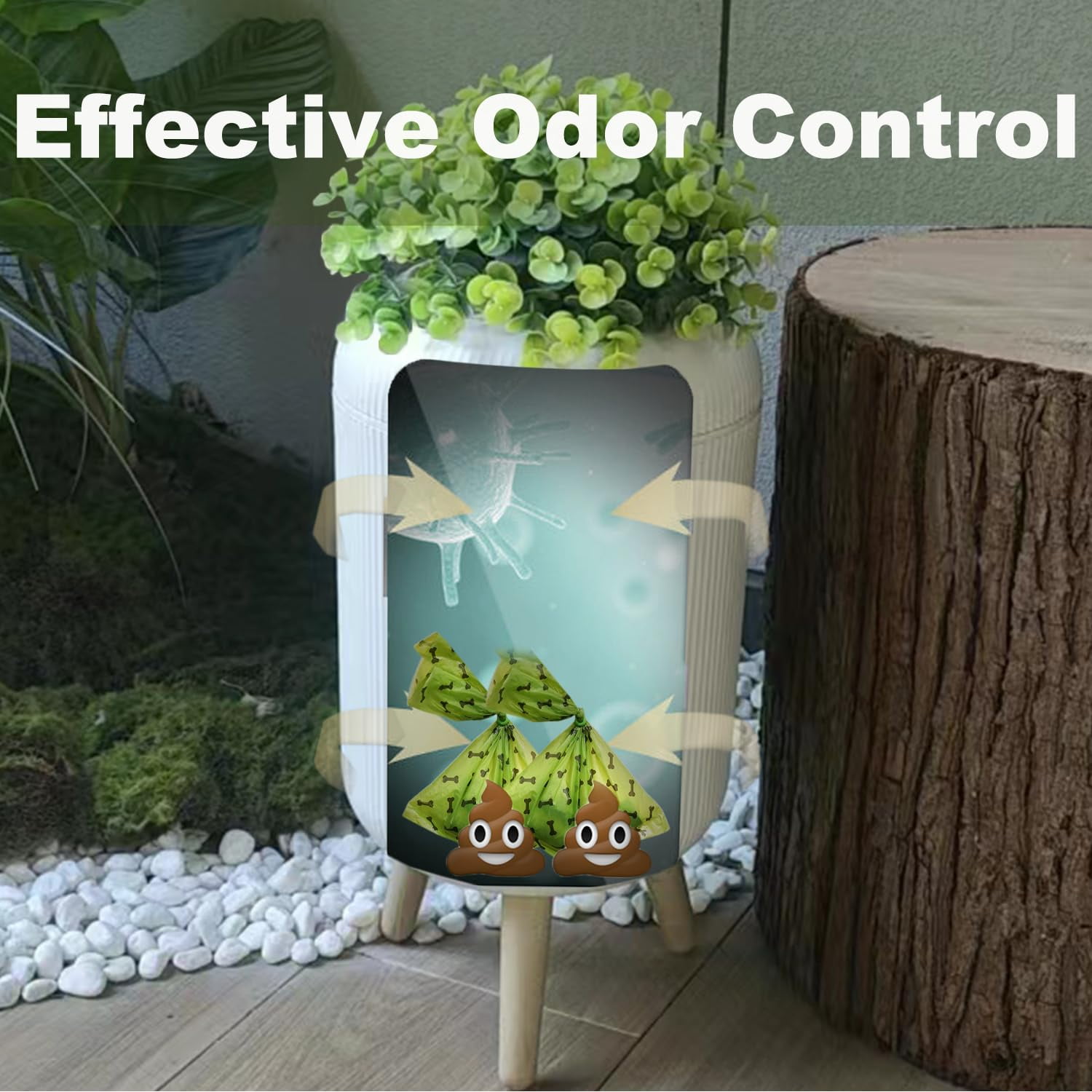 Dog Poop Trash Can Outside - 2.5 Gal Bathroom Trash Can with Lid - Bedroom Garbage Can - Small Pet Waste Container with Lid - Outdoor, Office, Living Room - Plant Styled Dog Poop Bucket