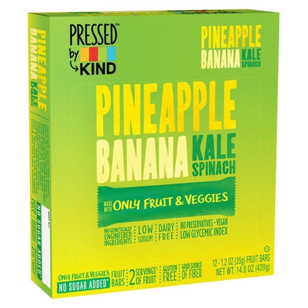Pressed by KIND, Pineapple Banana Kale Spinach, Gluten Free, 12 (Best Vegan Energy Bars)
