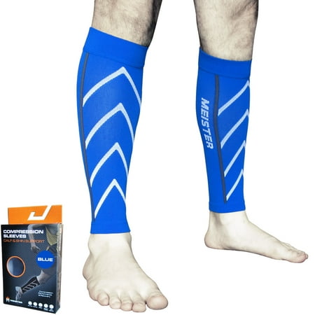 Meister Graduated 20-25mmHg Compression Leg Sleeves (Pair), Blue, Small