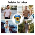 thumbnail image 5 of Honeii Blue Sky Sunflower print Polo Shirt, a classic short-sleeved, button-down golf shirt designed for menMedium, 5 of 6