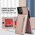 thumbnail image 6 of Crossbody Phone Case for iPhone 12 Pro Case with Card Holder for Women,iPhone 12 Pro/iPhone 12 Case Wallet with Strap Lanyard for Men,PU Leather Magnetic Clasp with Kickstand 6.1", Rosegold, 6 of 16