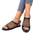 thumbnail image 2 of Domuza Women’s Comfortable Mesh Open Toe Sandals, Adjustable Buckle Ankle Strap Flat Shoes with Soft Insole for Summer and Outdoor Use Black 5.5（EU-36）, 2 of 8