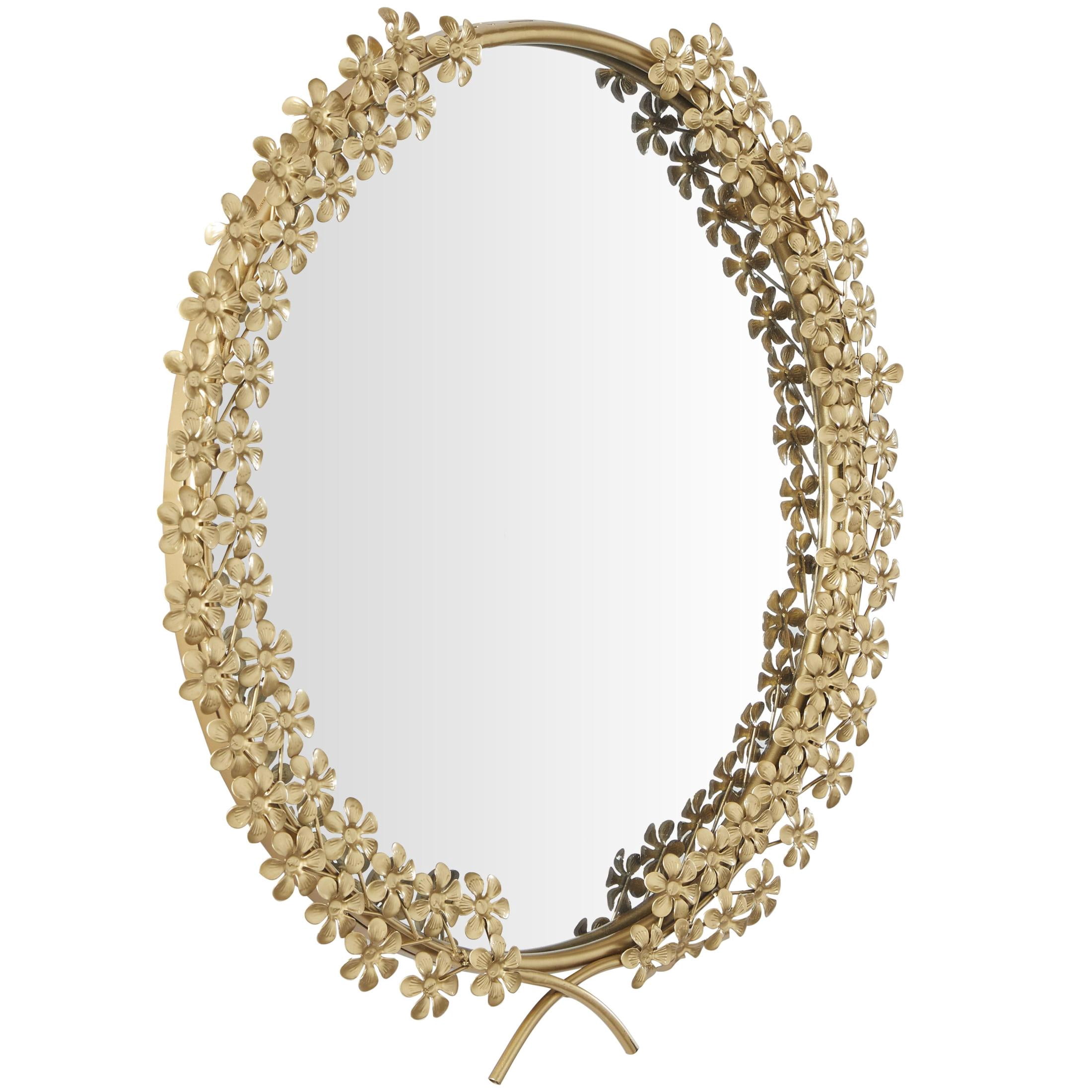 CosmoLiving by Cosmopolitan 22" x 22" Gold 3D Floral Wall Mirror