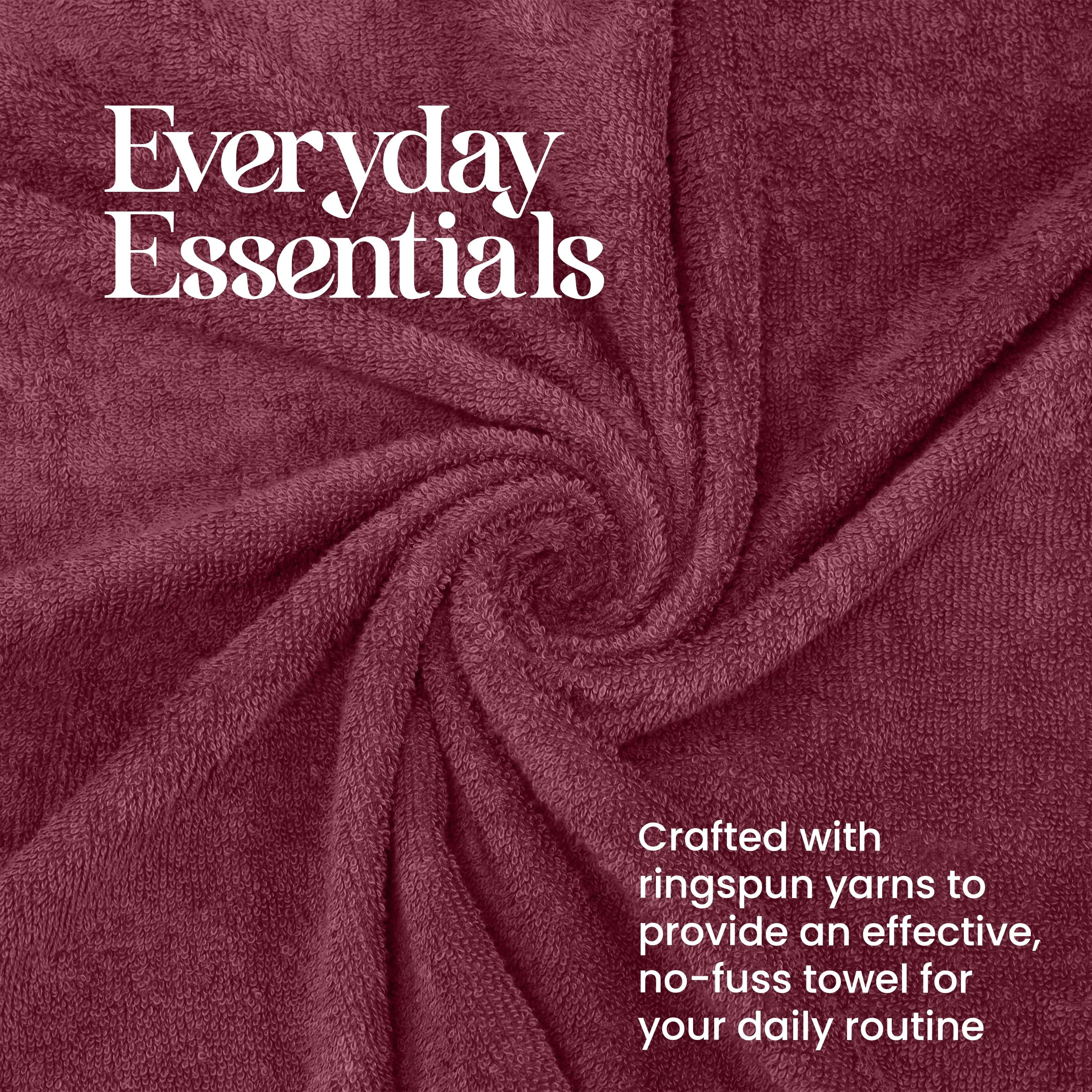 Utica 6-Piece Towel Set | 100% Cotton Soft & Absorbent Everyday Towels | Red