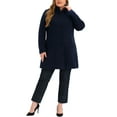 thumbnail image 2 of MODA NOVA Juniors Plus Size Winter Single Breasted Detachable Hooded Overcoat Navy Blue 1X, 2 of 6