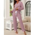 thumbnail image 2 of Conjunto de pijama ZMJ camisa rosa de manga larga y pantalones de pijama S, 2 of 8