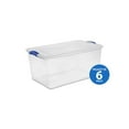 thumbnail image 1 of Sterilite 62 Liter Latch Box, Clear Plastic Storage Bin with Lid, Blue Latch, 6 Pk, 1 of 6