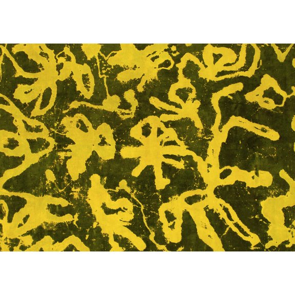 Ahgly Company Indoor Rectangle Abstract Yellow Modern Area Rugs, 5' x 7'
