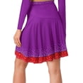thumbnail image 2 of Alvivi Women's American Latin Modern Dance Skirt Rhinestone Ruffle Skirts High Waist Jazz Samba Rumba Salsa Dancewear Purple XL, 2 of 5