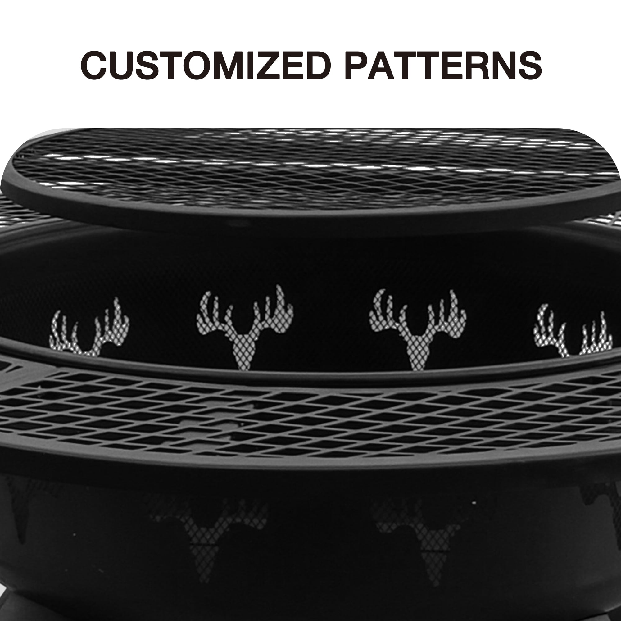 Vantana 47" Outdoor Wood Burning Fire Pit with 360° Swivel Adjustable Grill, Heavy-Duty Steel Bonfire Pit for Patio, Camping, Backyard BBQ & 2-in-1 Heating