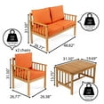 thumbnail image 4 of Everly 4-Piece Modern Cottage Acacia Wood Outdoor Patio Set with Cushions and Tropical Decorative Pillows, Orange/Teak Brown, 4 of 6