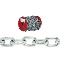 Campbell 0722127 System 3 Grade 30 Low Carbon Steel Proof Coil Chain, Zinc plated, 1/4" Trade, 0.26" Diameter, 1300 lbs Load Capacity, 65 Feet Reel