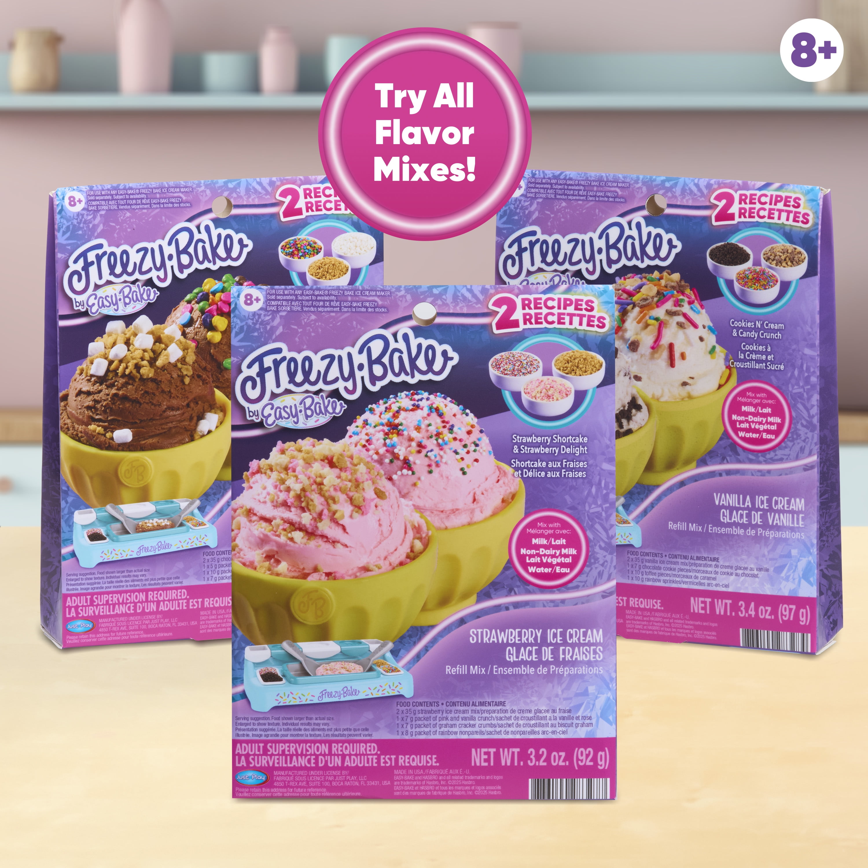 Freezy Bake by Easy-Bake Ice Cream Mix - Strawberry Shortcake and Delight for Kids Ages 8+ in Tub