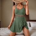 thumbnail image 4 of Traje de Baño de una Pieza para Mujer, con Control de Abdomen, Tirantes Ajustables, Color Verde , Talla M, 4 of 10