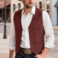 thumbnail image 2 of TOWED22 Men's Suede Leather Vest Casual Cowboy Western Vests Mens Waistcoat(Wine,XS), 2 of 9