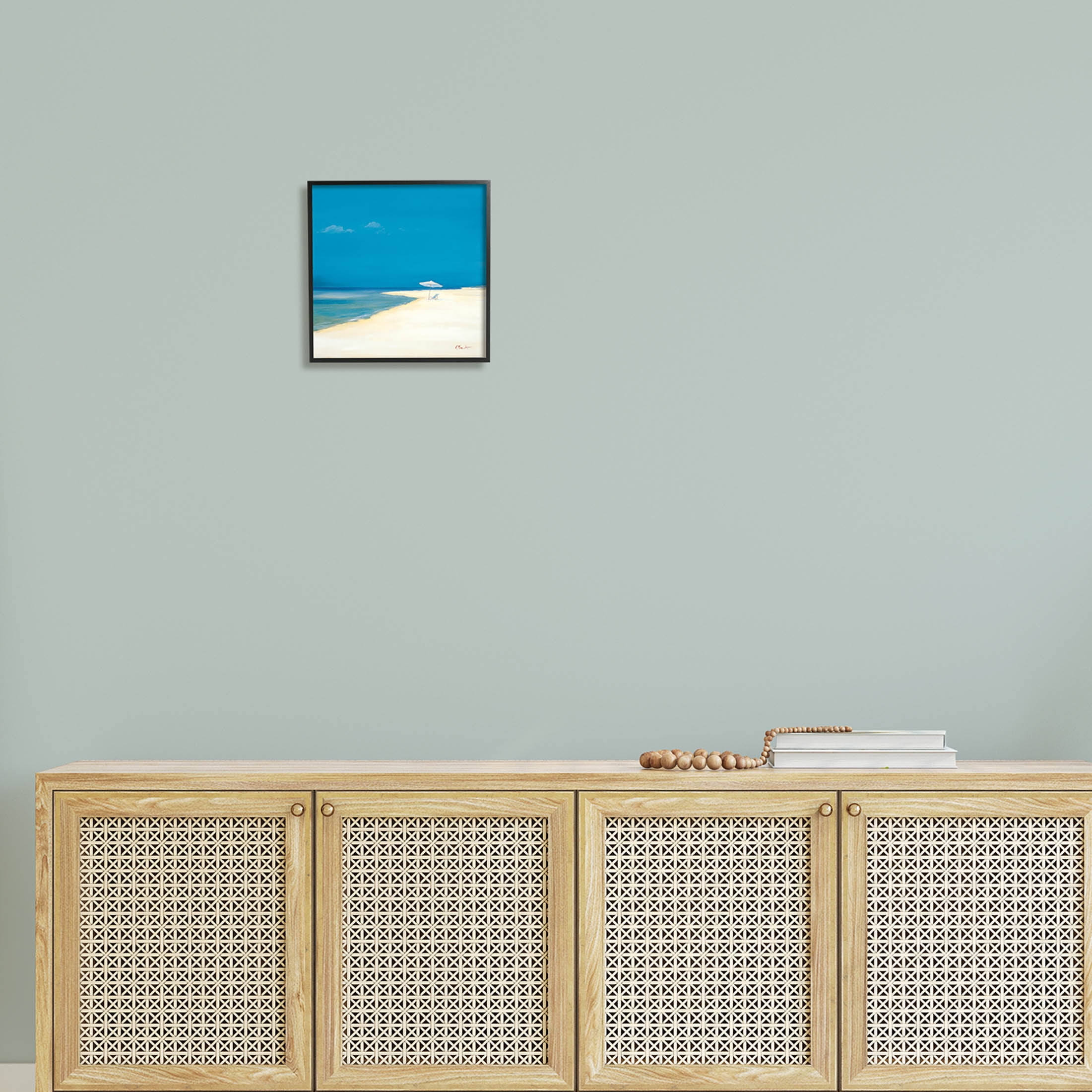 Stupell Industries Beach Shoreline Summer Landscape Painting Black Framed Art Print Wall Art, Design by Paul Brent