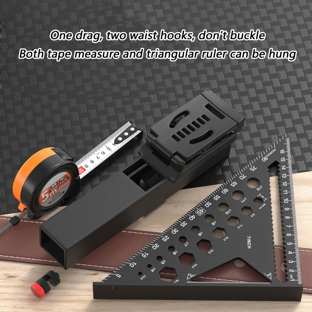 Magnetic Locking Clip 5M Steel Tape Measure Triangle Rulers Double Tool Holders