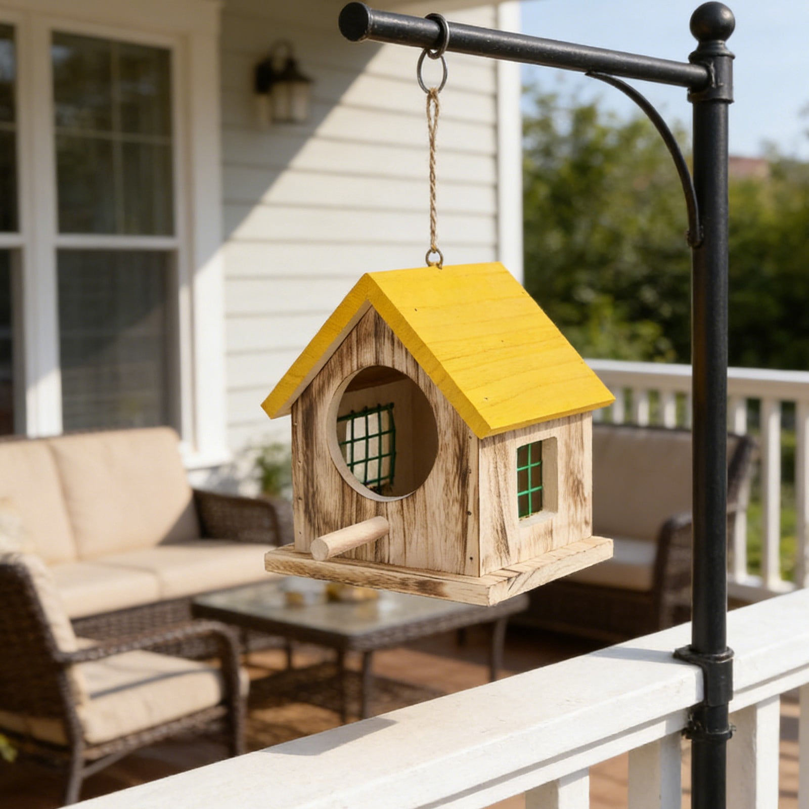 Viflosae Bird Feeder Bird Feeder Pole Bird House Frame Wooden Bird Nests Courtyard Hanging Mini Bird Nests Outdoor Bird House Bird Feeder forest Garden Decoration