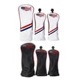 thumbnail image 2 of 3 Pieces Golf Club Head Cover Leather Removable Headcover Sporting Waterproof Practice Protector Replacement Removable Reusable Headcover Case Sleeve White, 2 of 7