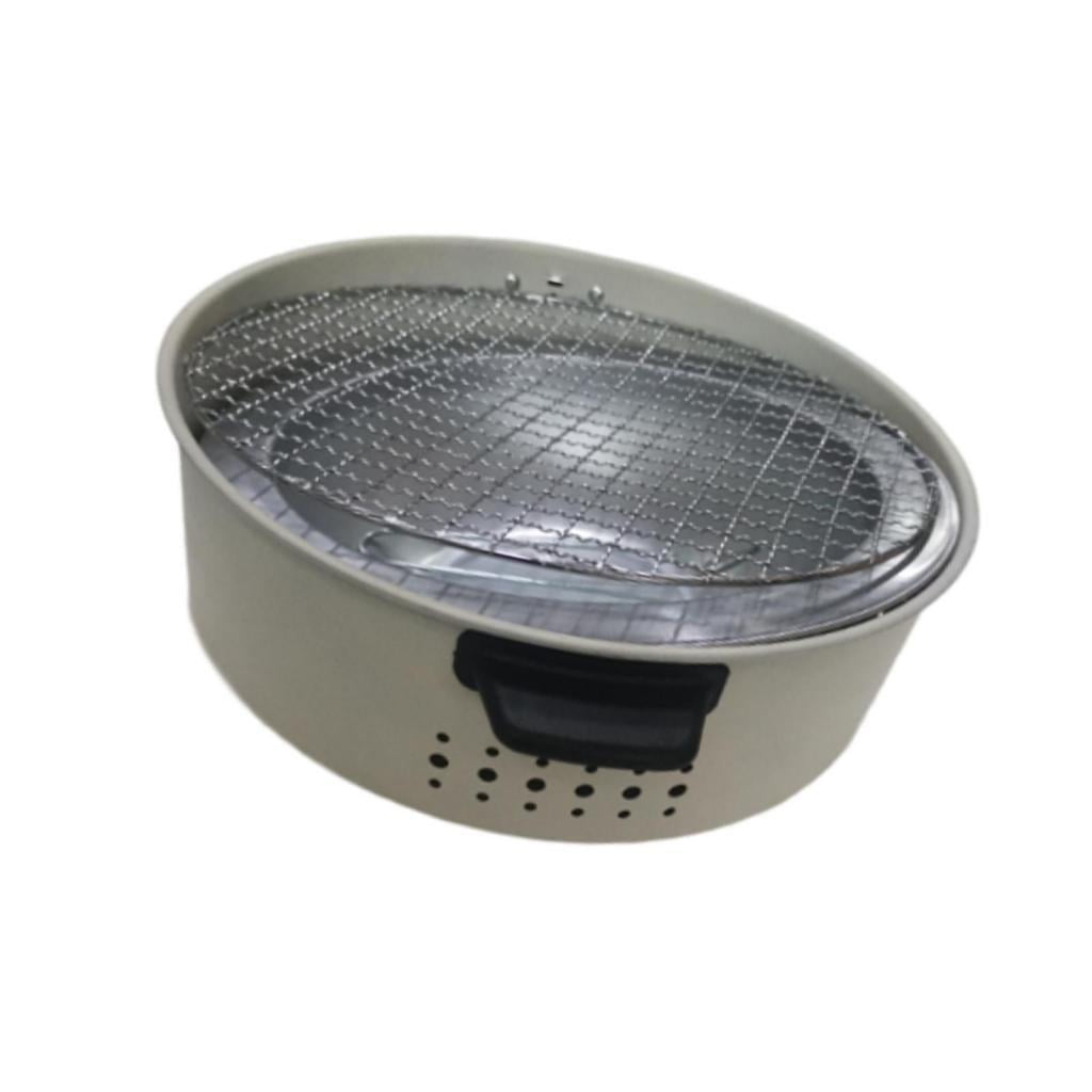 Wswqop Charcoal Grill Round Firepit with Grill Pits Tabletop Stove for Backyard Outdoor