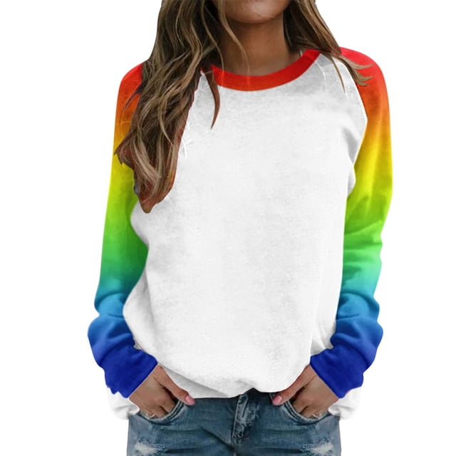EHQJNJ Sweatshirts à Enfiler pour Femmes, Graphiques, Raglan, Col Rond, Dégradé, Imprimé Uni, Manches Longues, Bloc de Couleur, Pull Mignon, Vêtements, Sweatshirts Col Rond pour Femmes