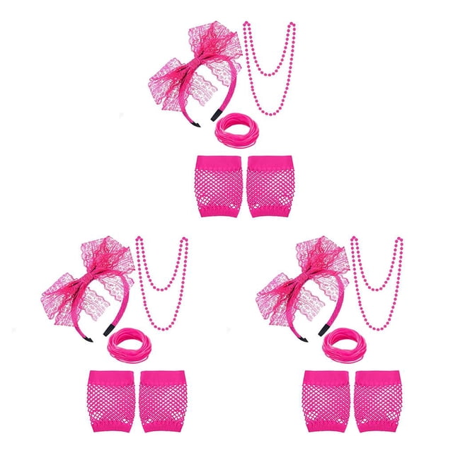 Yuarrent 1 juego de disfraces individuales de estilo retro de los años 80, luminosa, accesorios de Cosplay misteriosos, estilo 1, rosa y rojo Type1 NO1 Yuarrent CBP382789