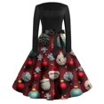 thumbnail image 2 of Christmas Dresses for Women Women's Casual Fashion Printed Retro Square Neck Long Sleeve Dress with AI Christmas Print for Holiday Party,Deep Red,XL, 2 of 5