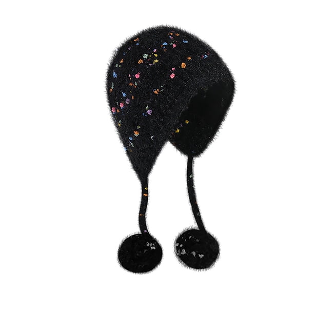 Sombreros de invierno para mujer, cálidos, de punto, estilo coreano, de lana, con cuerda larga, resistentes al frío, para exteriores, a prueba de viento, de hilo acrílico, para hombre.