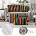 thumbnail image 6 of Abstract Vertical Striped Outdoor Waterproof Pillow Covers, Colorful Rainbow Stripes Retro Decorative Square Throw Pillowcase Sofa Cushion Sham for Patio/Couch/Chair, 16"x16" 2 Pack, 6 of 8