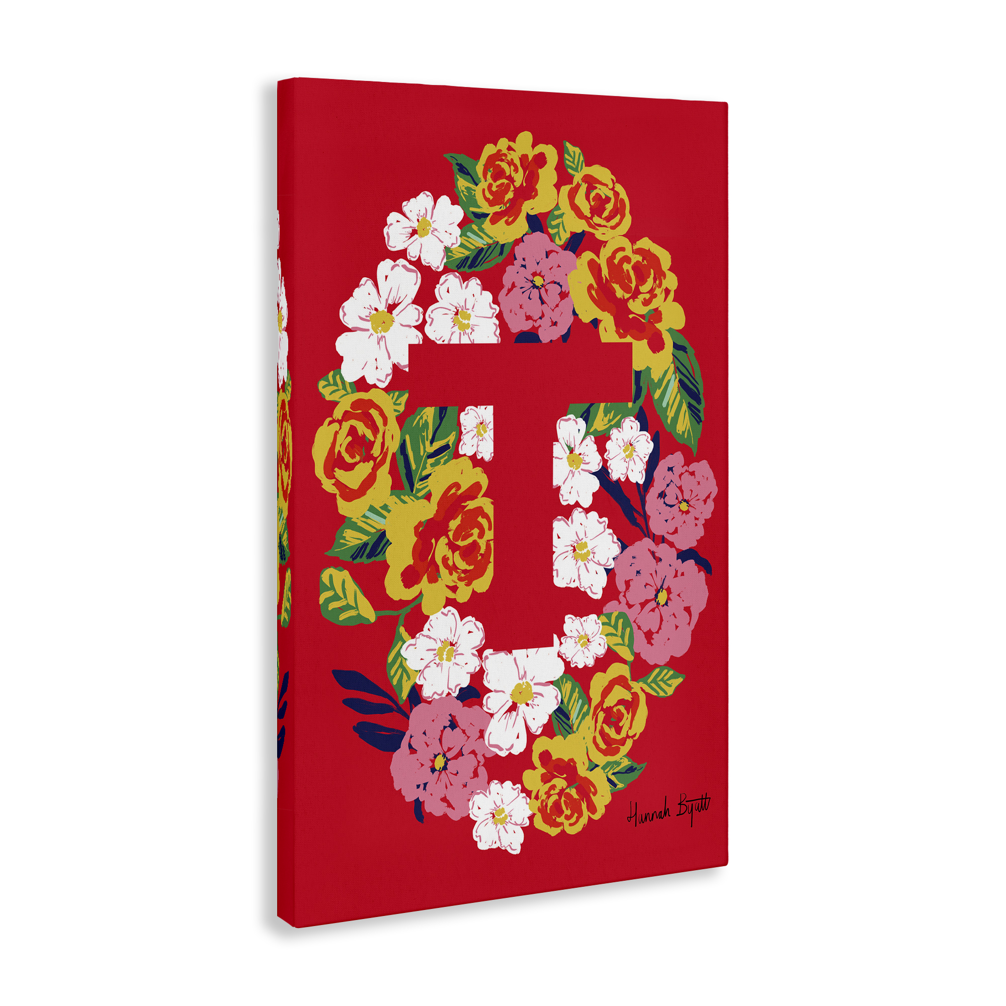 Stupell Industries Floral Bloom Letter T Botanical & Floral Painting Gallery Wrapped Canvas Art Print Wall Art, 30 x 45