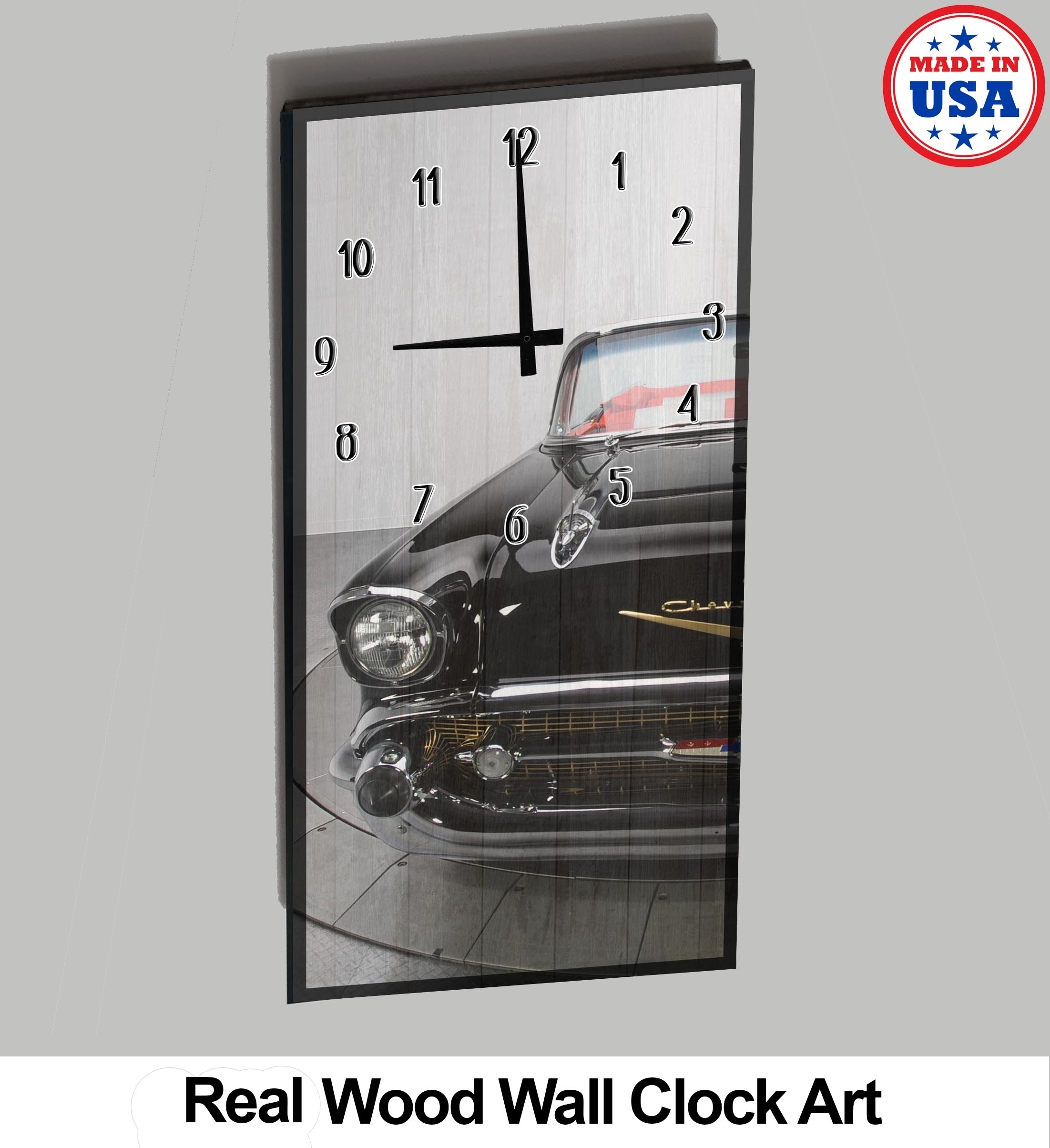 Vintage Car Wall Clock Shiny Gold And Black Old School Car In Showroom