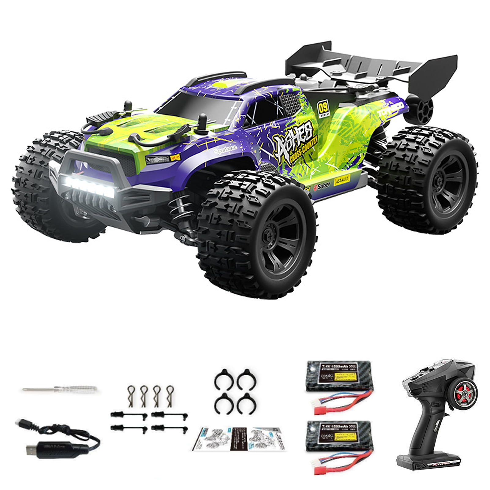 Remote Remote Control Car 1:18 Scale 28 KM/H High Speed Vehicle 4WD All Terrains Crawler Car With LED Headlights