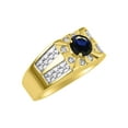 thumbnail image 3 of RYLOS Men's Rings Yellow Gold Plated Silver Designer Starburst 7MM Round Gemstone & Diamond Ring Sapphire September  Size 8, 3 of 6
