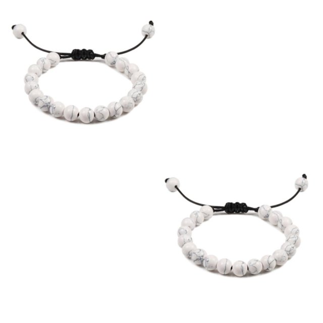 Qarigey Exquisita de cuentas para mujeres y hombres, regalo para unisex para hombres, piedras preciosas naturales, línea negra+blanco linea negra+blanco 2Conjunto