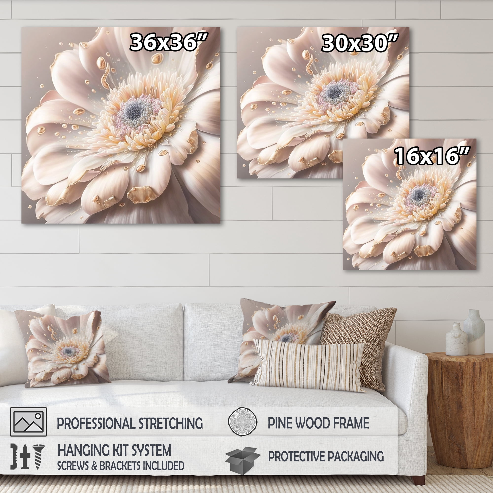 Designart White Watercolor Flower Canvas Wall Art