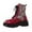 Red, variant on Women's Ankle Boots Stylish Ankle Boots With Round Toe Sequin Patchwork Lace Up Design Thick Sole And Heels For Fashion Forward Outfits
