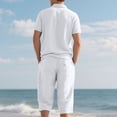 thumbnail image 5 of IhhxPro Men's Linen Button Detail Pants with Pockets Relaxed Fit Casual Set Outfit Lightweight Summer Beach Vacation Straight Leg Trousers S-3XL, 5 of 7
