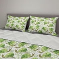 thumbnail image 2 of Snail Comforter & Sham Bedding Set, Shelled Gastropod with Spiralling Shell Helix in Ornamental Floral, 3 pcs Duvet Set Microfiber Filling Quilt, 5 Sizes, Green Brown White Green, by Ambesonne, 2 of 4