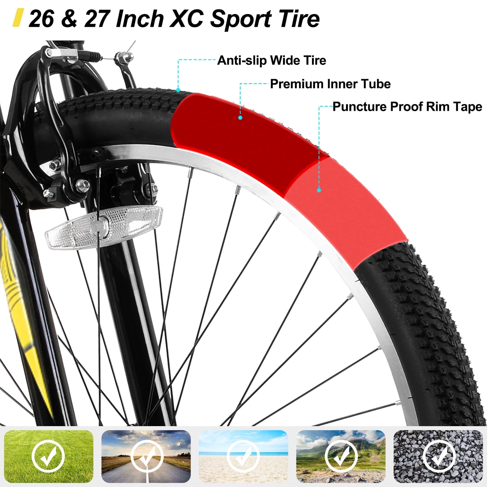 Hiland Dependable V-Brake System Adults 27.5'' Mountain Bikes