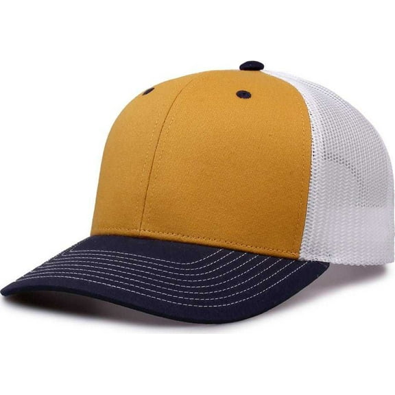 The Game GB452E Everyday Trucker Cap - Mustard Navy White